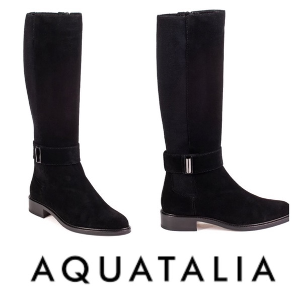 Aquatalia Giada Waterproof Black Tall Riding Boots - Picture 1 of 12